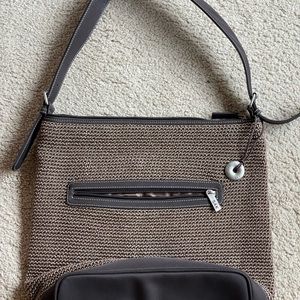 THE SAK Tan Crochet Leather Shoulder Bag